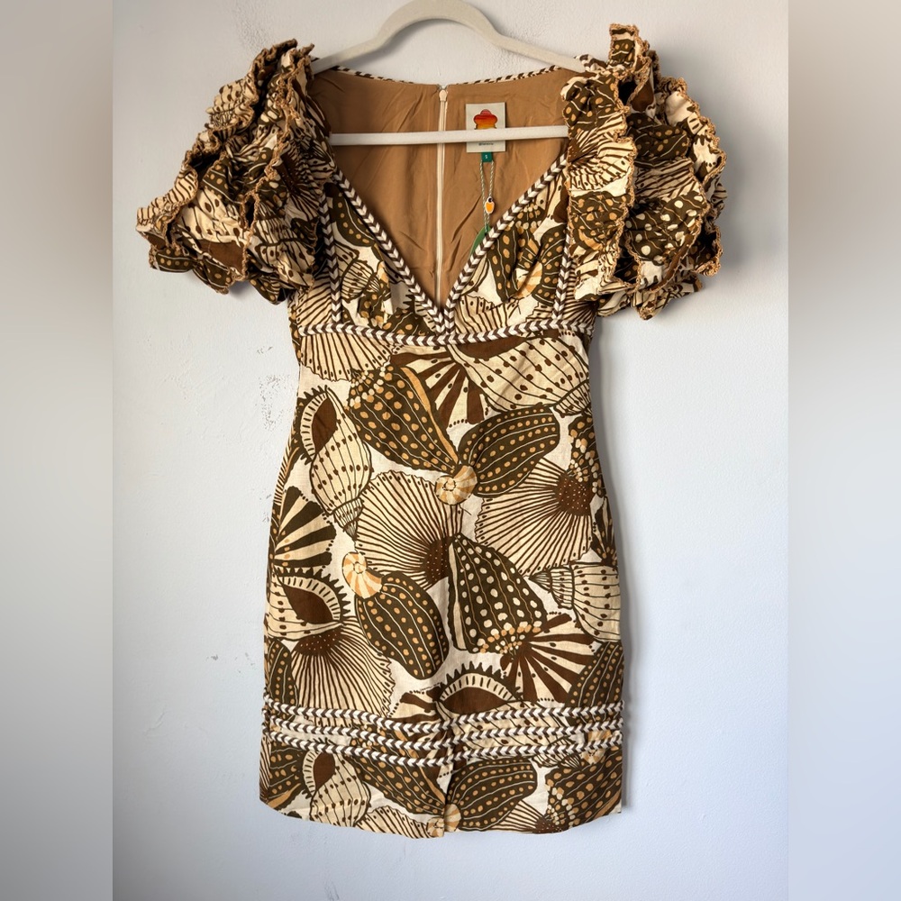 FARM Rio Brown and Cream Mini Dress